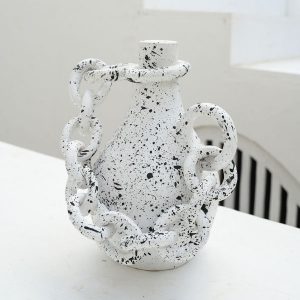 Speckled White Chained Vase